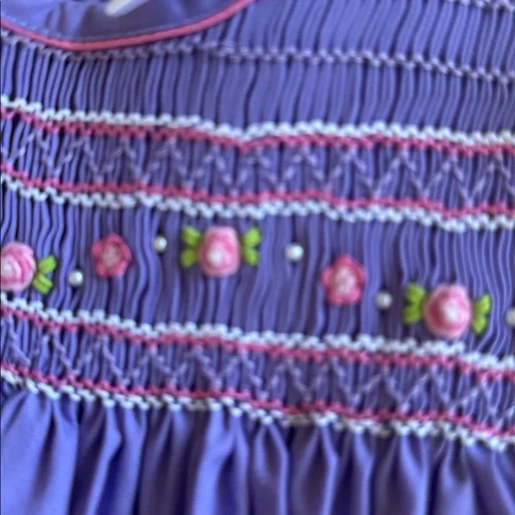 Purple Petit Ami Smocked girls Easter Dress sz 3T - Picture 5 of 8